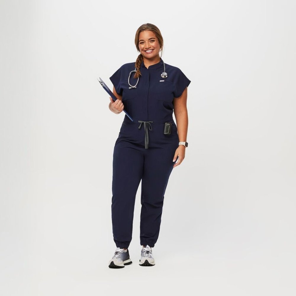Figs Rafaela Cargo Scrub Jumpsuit- Navy